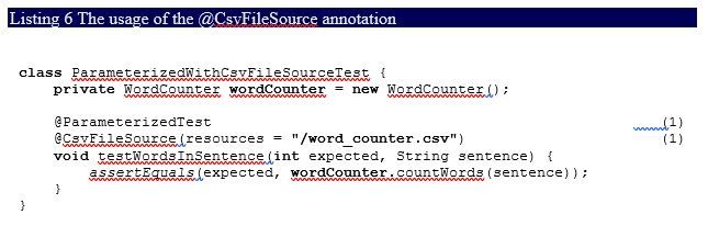 The usage of the CsvFileSource annotation.JPG